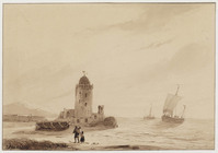TvB T 414
<br/>
Strandgezicht met vuurtoren
<br/>
<em>Dreibholtz, Christiaan Lodewijk Willem (1799-1874)</em>